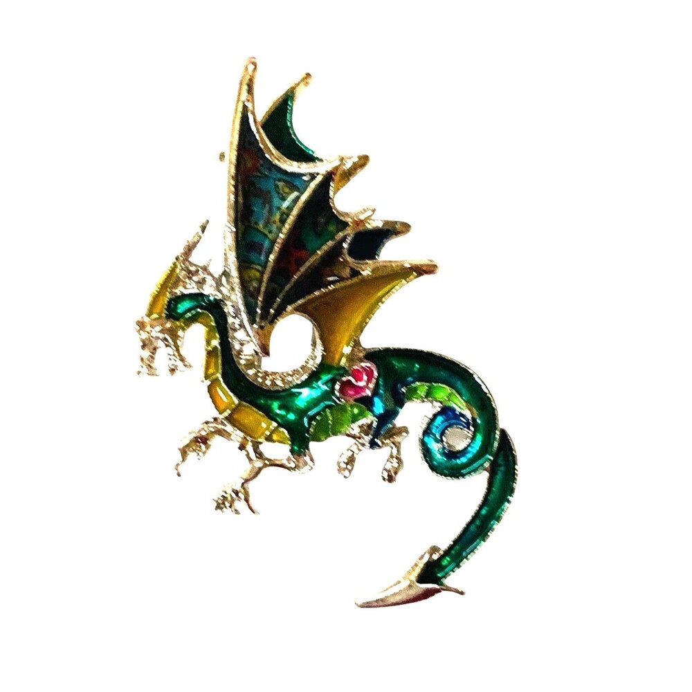 BONSNY Mythical Dragon Brooch Enamel Plated Metal Alloy